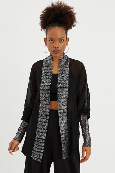 Quincey Cardigan din tul cu mâneci