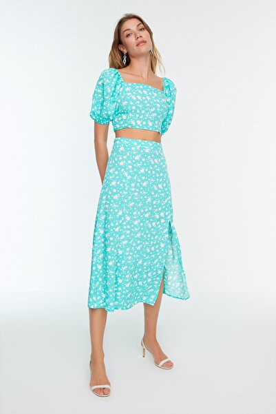 Trendyol Collection Tyrkysová puntíkovaná spodní a horní sada