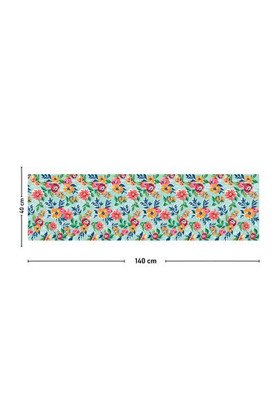 Vagonik Blue Flower Patterned Digital Printed Runner 140x40