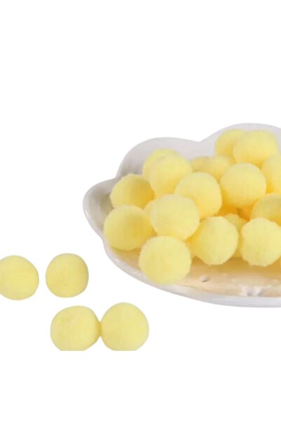 Yumuşakkeçe Pompon de pluș galben moale 2 Cm 100 buc
