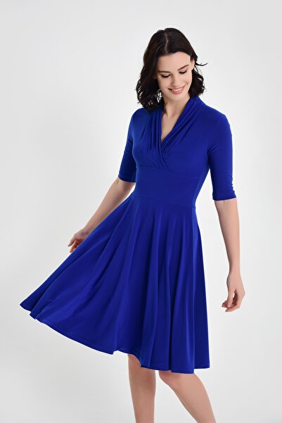 Laranor Φόρεμα με κινούμενη φούστα με λεπτομέρεια γιακά Sax