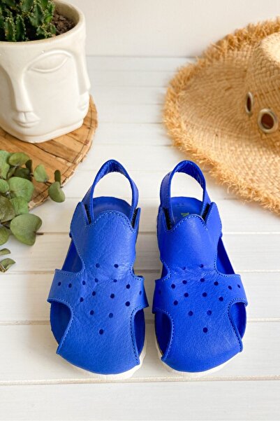 Li Puna Genuine Leather Blue Baby Sandals - Orthopedic Cork Sole Baby Sandals