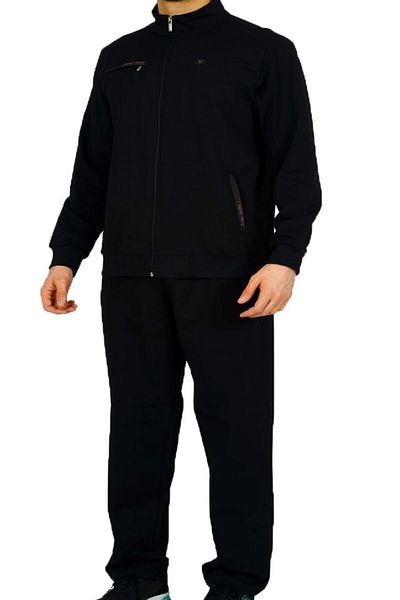 Marco Ferry Navy Blue Men's Half Turtleneck Front Zippered Plus Size Tracksuit Set Edy19130l