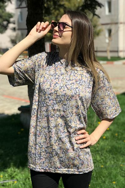 Dinçerler tekstil Women's Short Sleeve Three Button Cotton Mother's Blouse