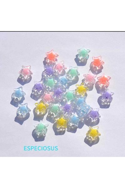 yiğit aksesuar 50 Pieces Transparent Star Beaded Supplies