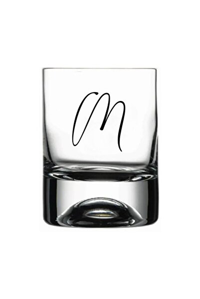 Tasarici كأس ويسكي زجاجي مطبوع عليه حرف M / بدون حرف