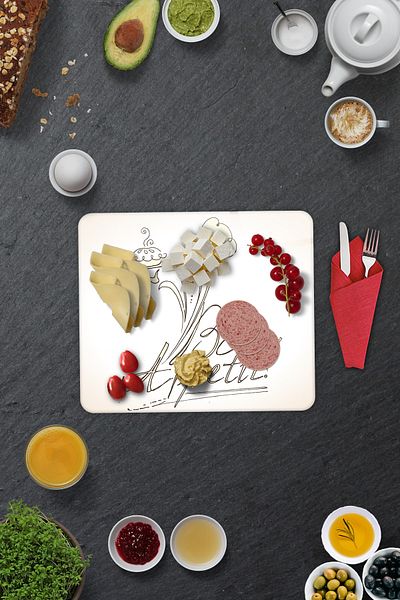 Decorita Set of 2| Glass Plate - Breakfast Plate - Cake Plate| Bon Appetit -chef| 29cm X 34cm