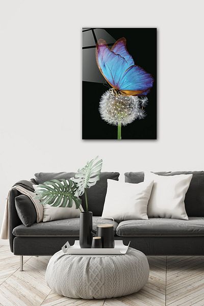 Decorita Animals| Glass Table| Butterfly And Dandelion - Colorful Background| 40cm X 60cm