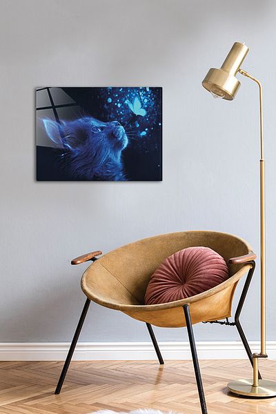 Decorita Ζώα |   Τραπέζι από γυαλί |   Γάτα και πεταλούδα |   30 εκ. Χ 40 εκ