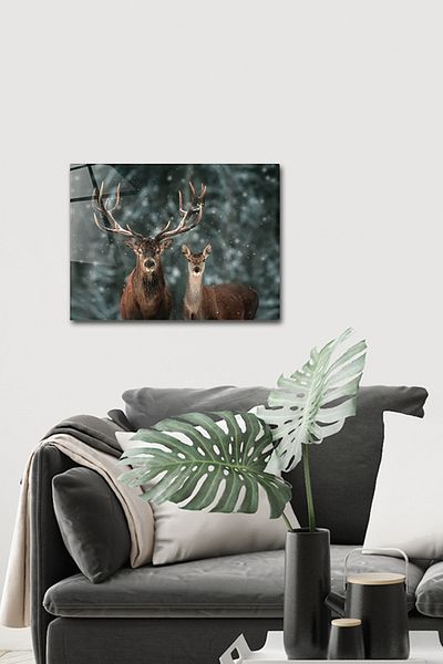 Decorita Animals| Glass Table| Double Deer| 30cm X 40cm