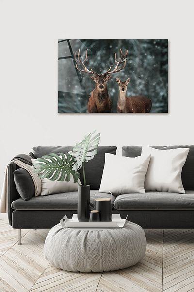 Decorita Animals| Glass Table| Double Deer| 40cm X 60cm