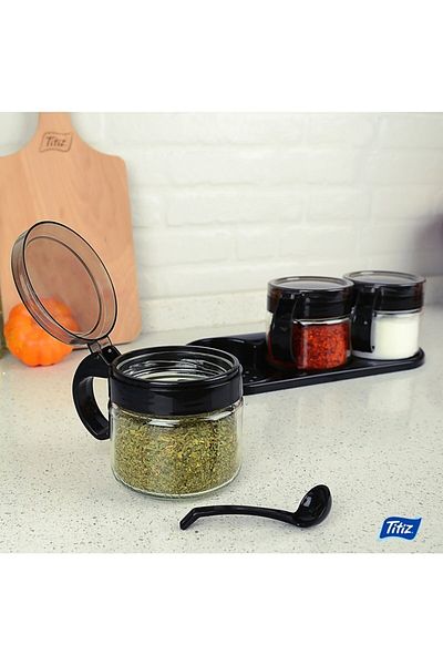 Titiz Lily 3-Piece Spice Rack Set with Stand