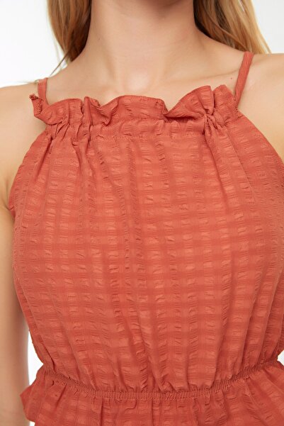 Trendyol Collection Tile Woven Strap Blouse TWOSS22BZ0183