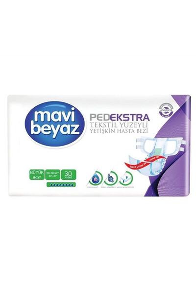 Mavi beyaz Ped Ekstra Büyük Boy Large Belbantlı Hasta Bezi 30'lu 1 Paket