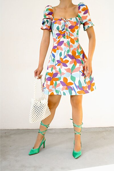 Noa Noa Μανίκι στήθος ελαστικό λινό φόρεμα