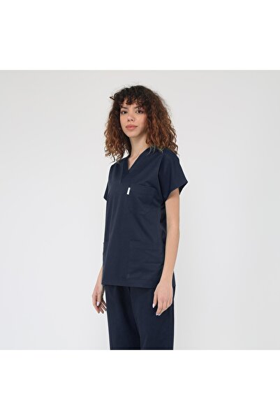 Cartellini Unisex Lacivert Doktor Hemşire Forması Scrubs Likralı Esnek Kumaş ...