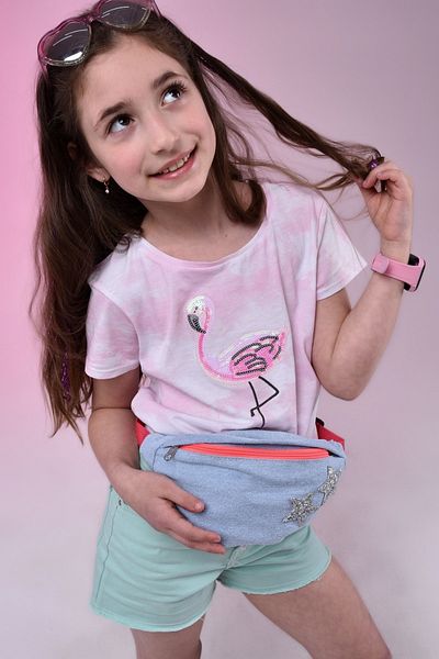 ICONE BAG حقيبة خصر للبنات - تفاصيل نجمة الدنيم، سحاب وجيب واحد