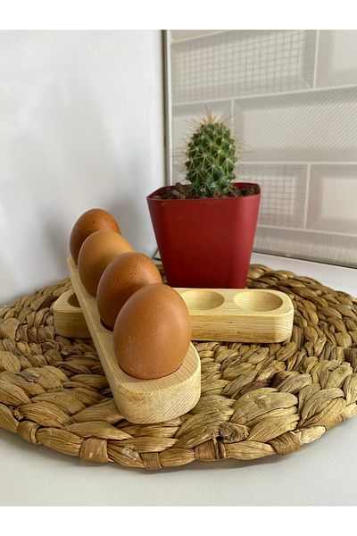 atolyesiahsap Wooden 4-Piece Rectangular Egg Bowl Single
