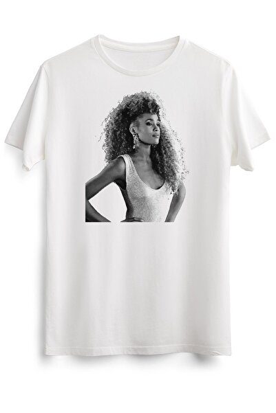 GreenMint تي شيرت أبيض للجنسين من ويتني هيوستن كلاسيك