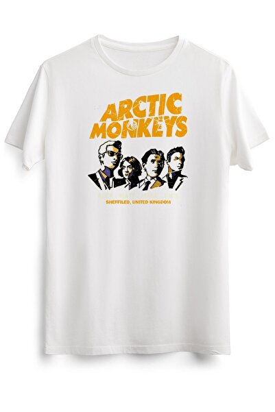 GreenMint تي شيرت أبيض للجنسين قرد موسيقى القطب الشمالي's أساسي