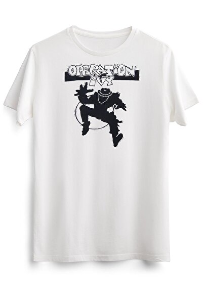 GreenMint تي شيرت أبيض للجنسين عملية الاختبار النووي الكلاسيكية