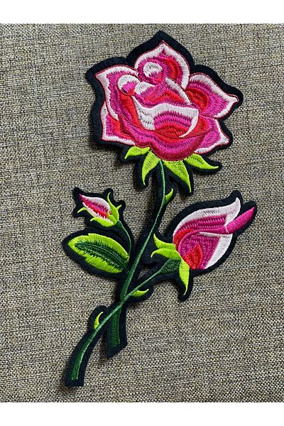 Gönülden Tasarım 14x26 Cm Pink Rose Embroidered Applique