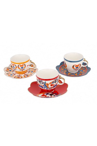 Lucky Art Lyhd436 Gıselle Bone Set of 6 Coffee Cups