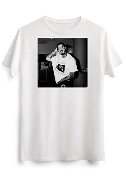 GreenMint تي شيرت أبيض للجنسين سليبي بوست أسود وأبيض كلاسيكي