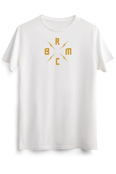 GreenMint تي شيرت أبيض للجنسين الأكثر مبيعًا بشعار Brmc الأساسي