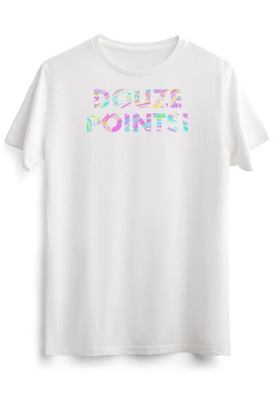 GreenMint تي شيرت أبيض للجنسين بنقاط دوز في طلاء رخامي كلاسيكي