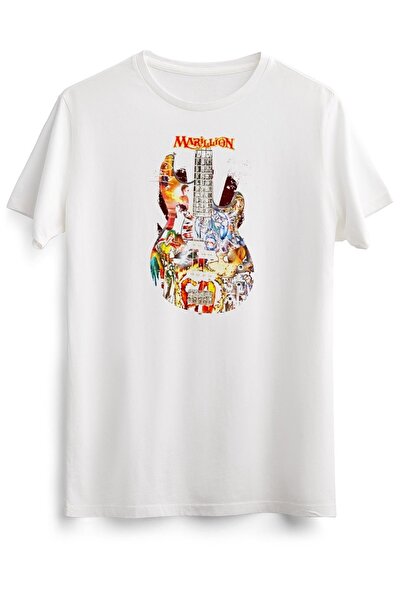 GreenMint تي شيرت أبيض للجنسين ماريليون جيتار سيجنتشرز كلاسيك