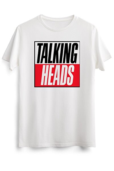 GreenMint تي شيرت أبيض للجنسين Talking Heads - شعار أساسي