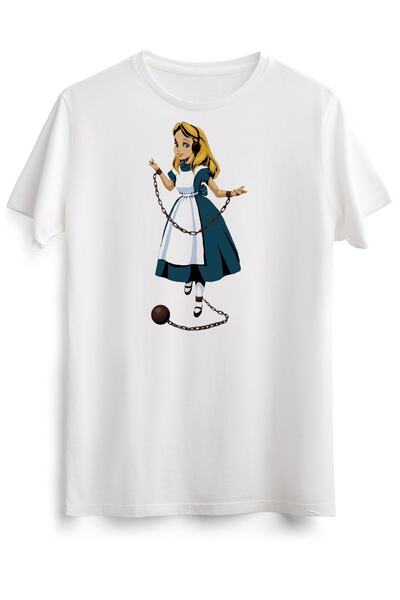 GreenMint تي شيرت أبيض للجنسين أليس إن تشينز كلاسيك