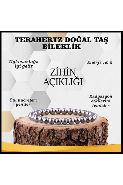 OSMANLI DEĞERLİ TAŞ Certified Terahertz Natural Stone Bracelet 6 Mm - B850
