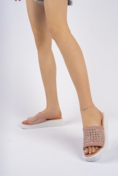 Freemax Γυναικείες Εγγυημένες Πέτρινες Λεπτομερείς Παντόφλες 20222.2040 Πούδρα