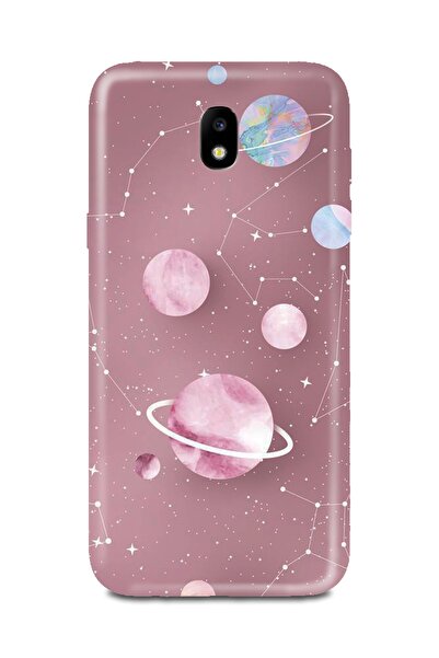 PERAX Samsung Galaxy J7 Pro Pembe Galaksi Baskılı Telefon Kılıfı Samj7-pro-00...