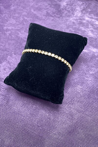 Ressia Altın Kaplama 3mm Zirkon Taşlı Su Yolu Bileklik