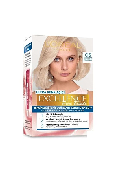 L'Oreal Paris Excellence Pure Blond Ultra Renk Açıcı 03 Ultra Açık Küllü Sarı