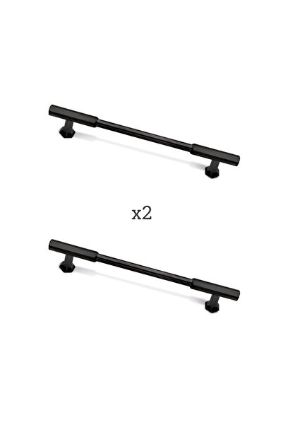 ARON (2 ADET) Yeni Piramit 586 Rustik Kulp Mat Siyah Mobilya Vestiyer Çekmece...