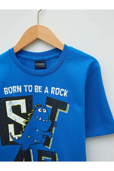 LC Waikiki Băiat - Tricou cu mânecă scurtă din bumbac imprimat cu decolteu