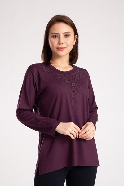 Nacar Anneler Günü Kadın Orta Yaş Ve Üzeri Likralı Anne Penye Bluz (yaka Deseni Farklılık Gösterebilir)