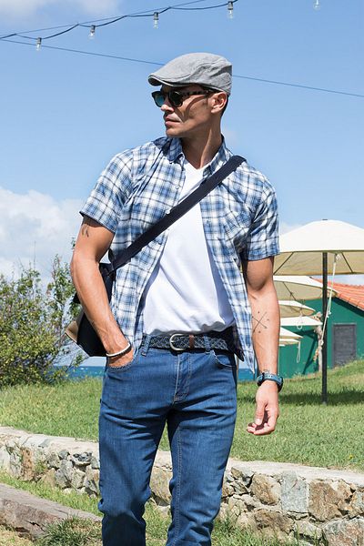 Masimar Short Sleeve Plaid Men's Woven Shirt