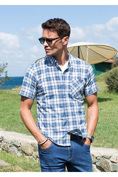 Masimar Short Sleeve Plaid Men's Woven Shirt
