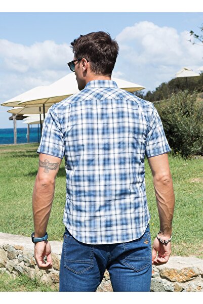 Masimar Kısa Kollu Ekose Erkek Dokuma Gömlek