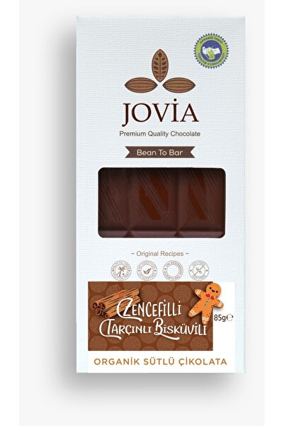 JOVİA ÇİKOLATA Organik Sütlü Çikolata- Zencefil&tarçın Bisküvili