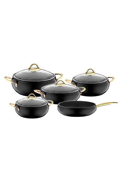 OMS 3040 - 9 Parça, Bio Granit, Yapışmaz, Şık, Gösterişli Küre Tencere Set Si...