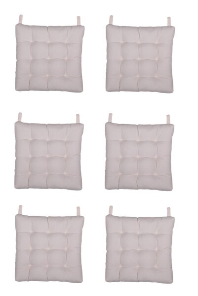 Kuscini Set- Pofidik Natura 6.lı 40x40 Rattan Cırtlı Sandalye Minderi Seti -krem