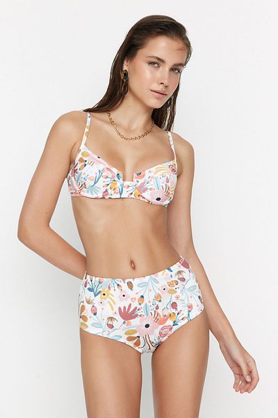 Trendyol Collection Parte de jos de bikini cu talie înaltă cu model floral TBESS21BA0045