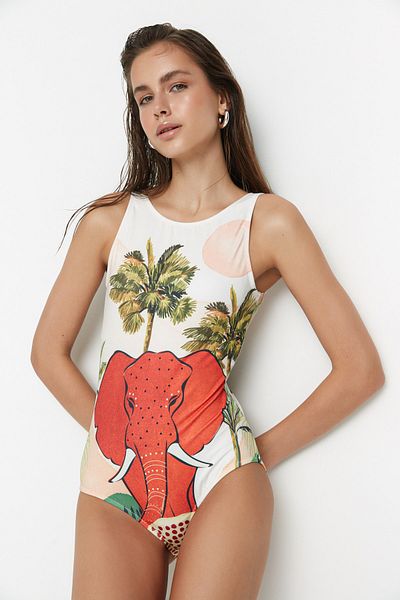 Trendyol Collection Színes trópusi mintás fürdőruha TBESS21MA0277