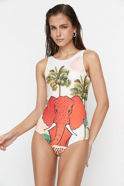 Trendyol Collection Színes trópusi mintás fürdőruha TBESS21MA0277